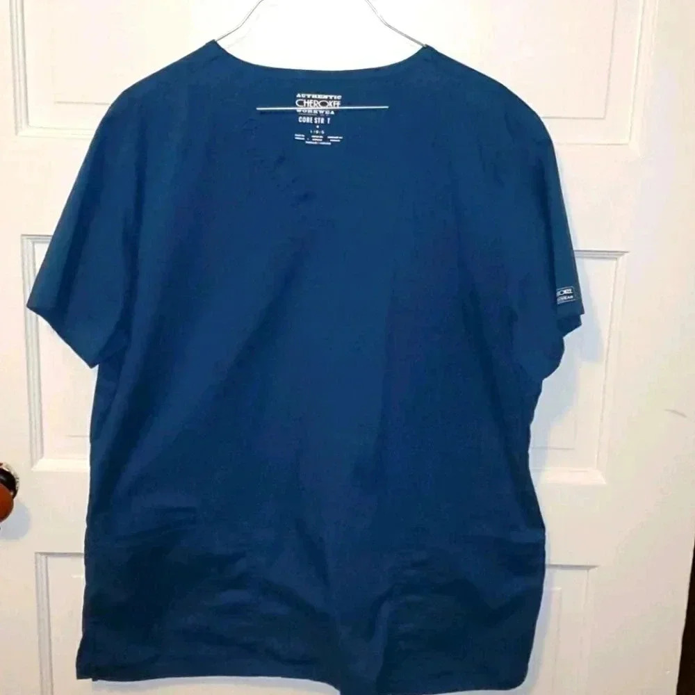 Cherokee Workwear Carribean Blue Scrub Top 💙 - Picture 4 of 6